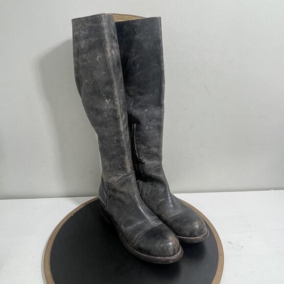 Bed Stu Boots Manchester Riding Boots Women SZ 8 Hand Wash Leather Tall Gray - Picture 2 of 14